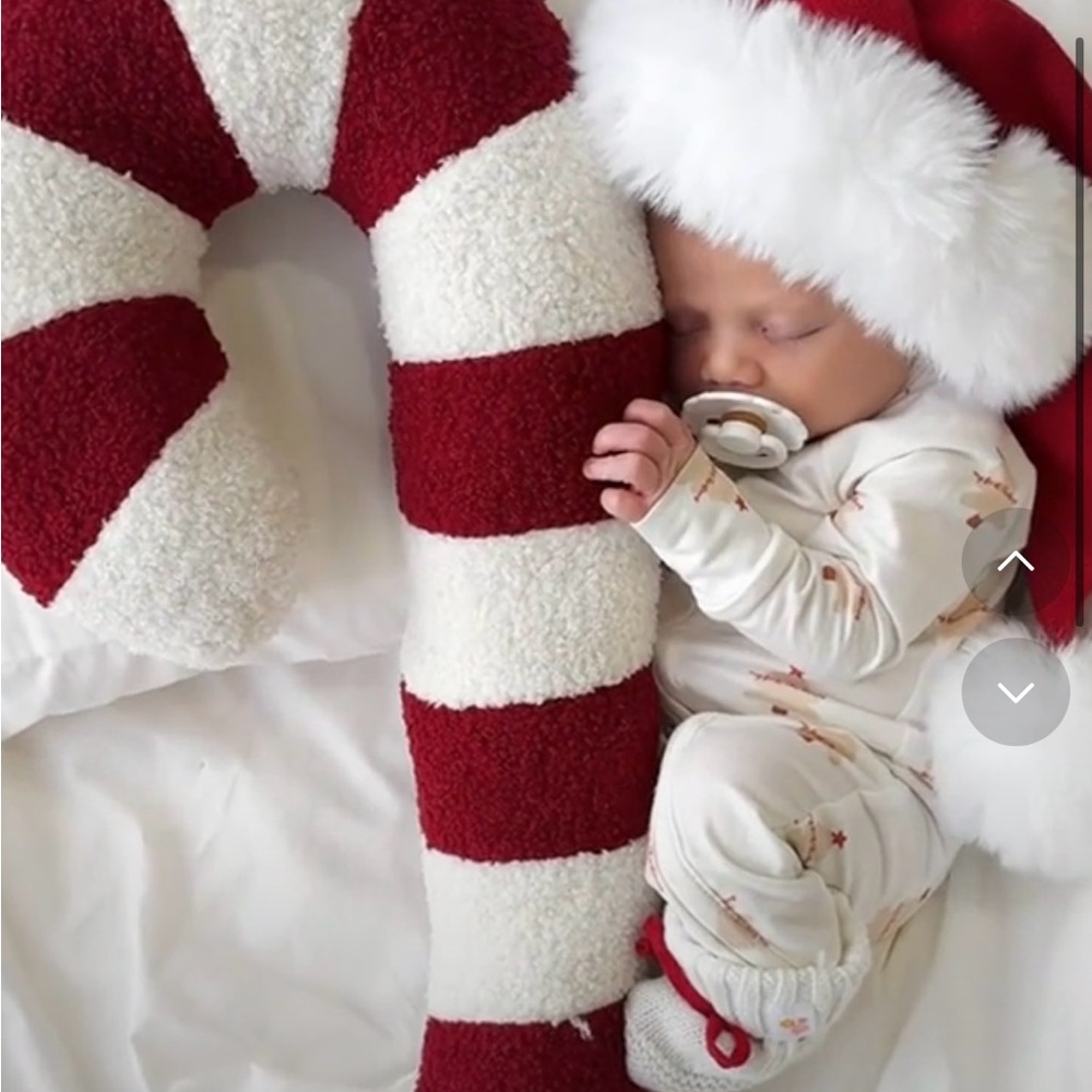 Little & Fern Festive Red and White Candy Cane Pillow for Kids